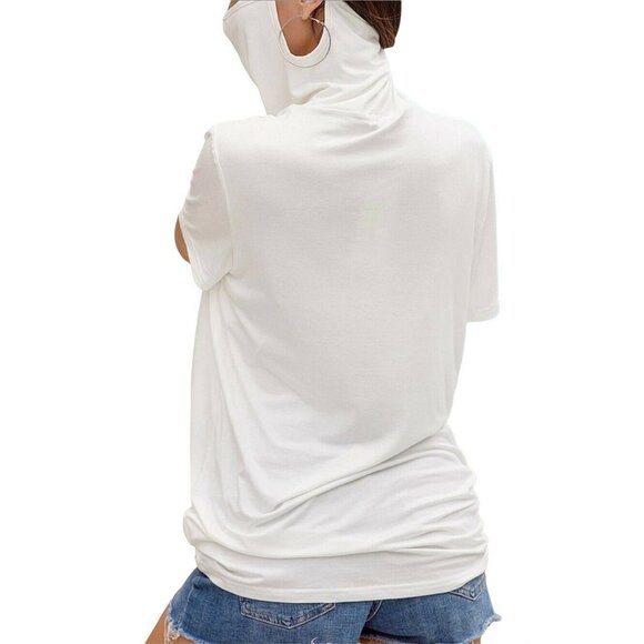 Z Avenue USA 2XL White Convertible Cowl Neck Top Face Cover NIP - Picture 4 of 8